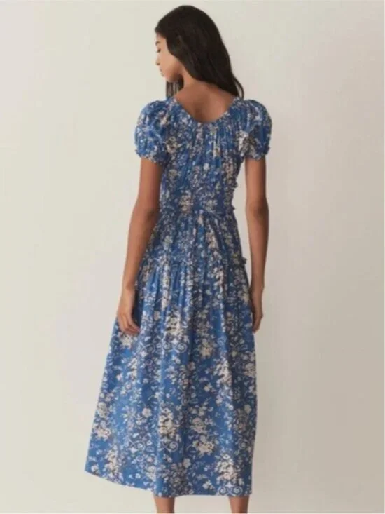 Doen Women's Leanne Jardins de La Fontaine Dress Floral Blue Maxi Dress xs - Picture 3 of 11